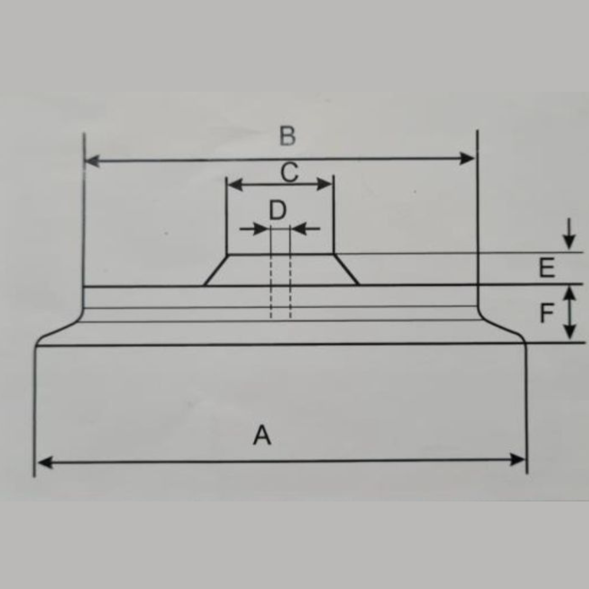 Ventosa in Gomma Vulcanizzata D300mm, H35mm e foro interno 12mm con supporto piano in alluminio per vuoto, spostamento merci, vetro, imballaggi ecc